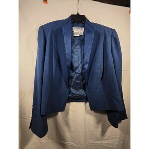 Daymor Couture Blue Blazer Jacket 16 Hook Front Formal Elegant Layer Rhinestone